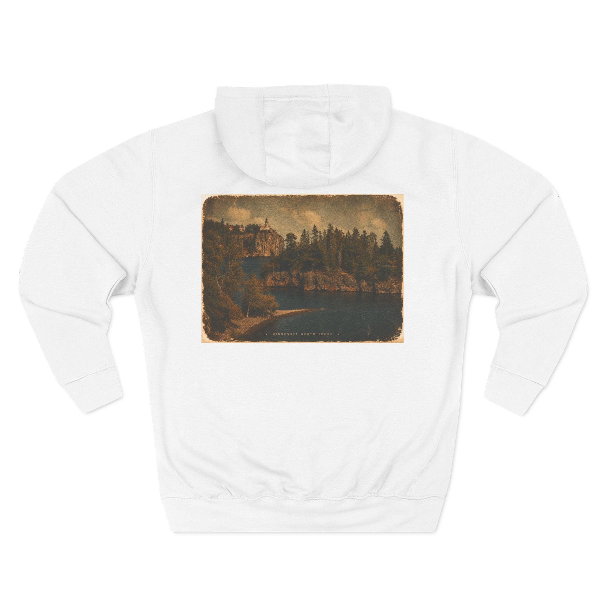 Vintage Lakeside Hoodie — Rustic Cabin Nature Graphic