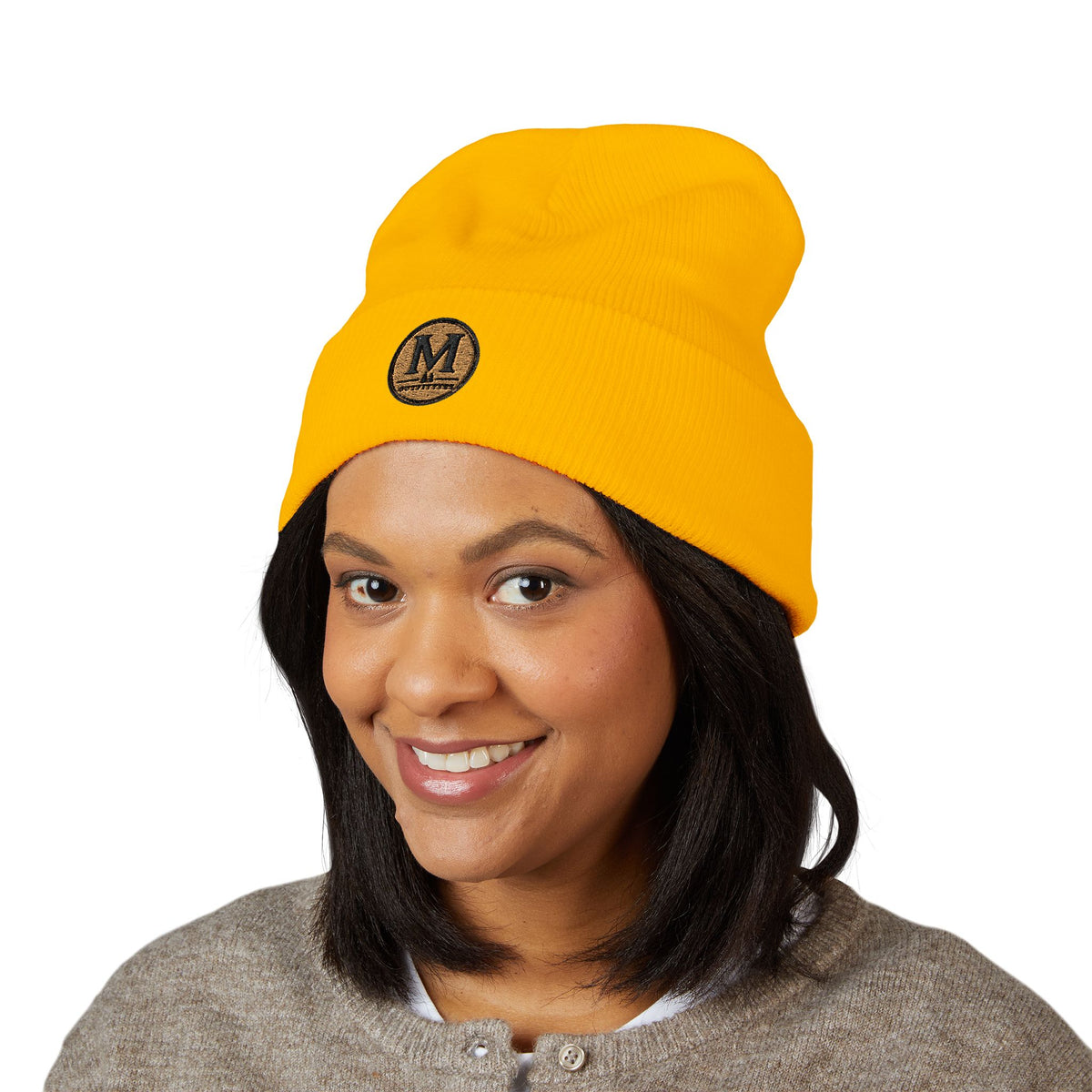 Embroidered Monogram Cuffed Beanie – Classic Knit Winter Hat