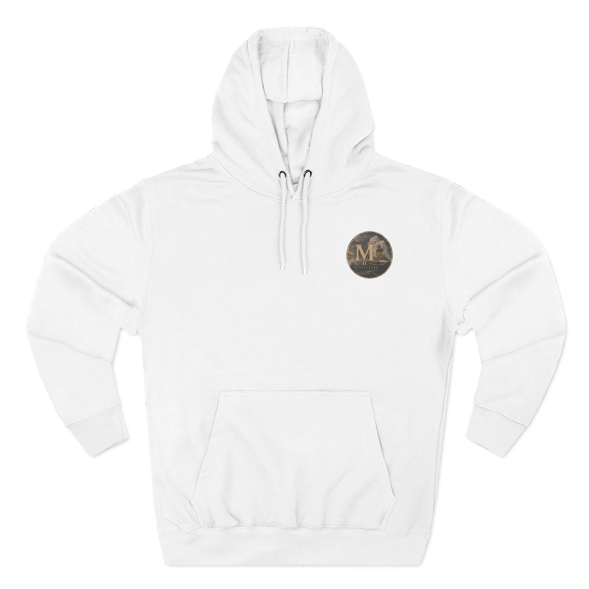 Minimal Monogram Circle Hoodie — Subtle Gold "M" Chest Logo