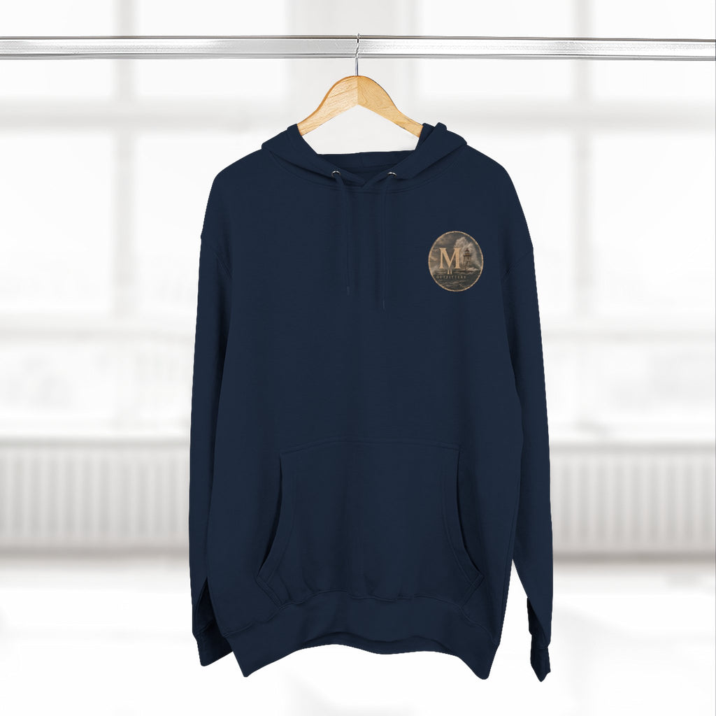 Minimal Monogram Circle Hoodie — Subtle Gold "M" Chest Logo