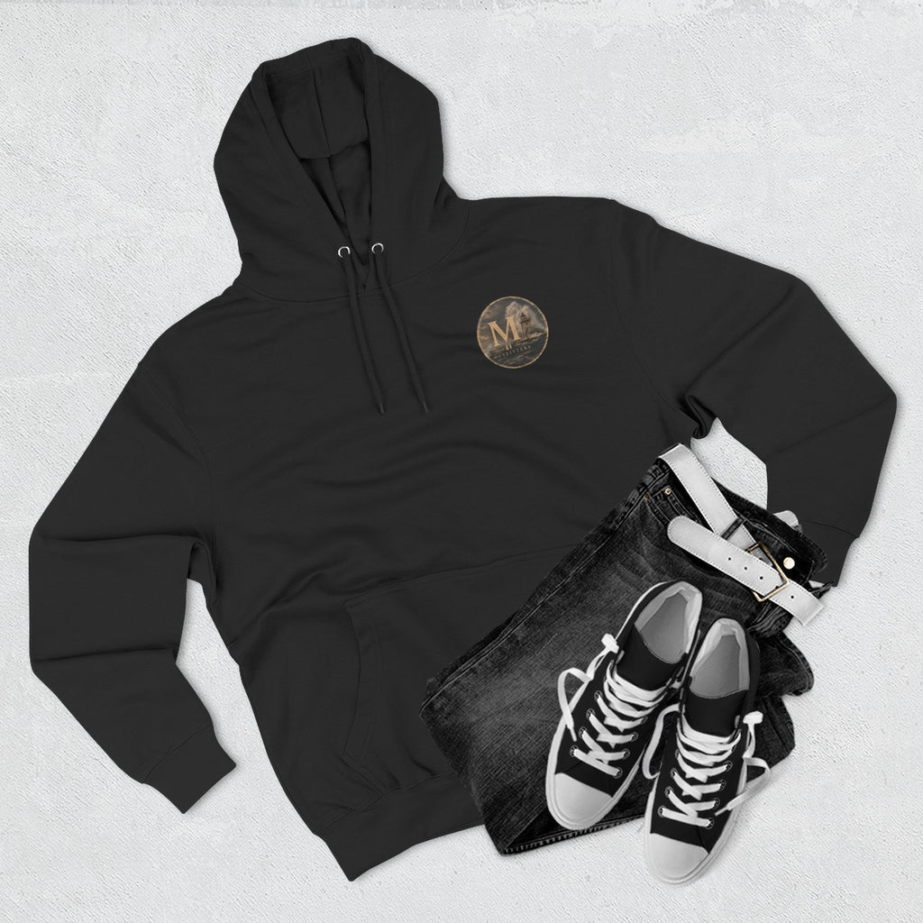 Minimal Monogram Circle Hoodie — Subtle Gold "M" Chest Logo