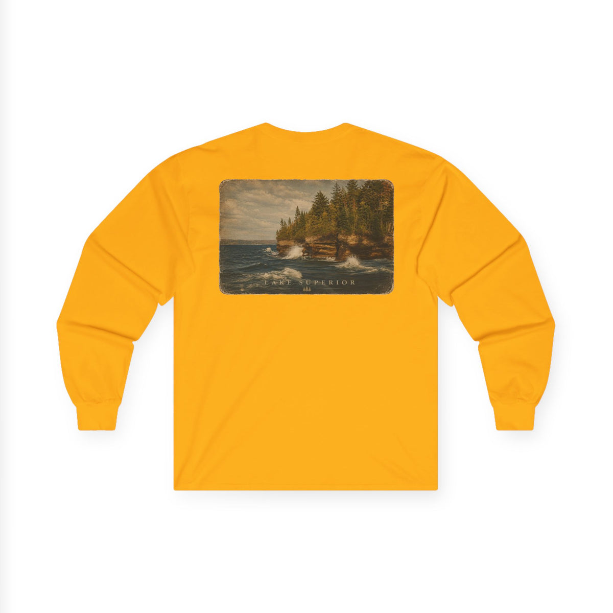 Long Sleeve Tee — Coastal Cabin Landscape Back Print