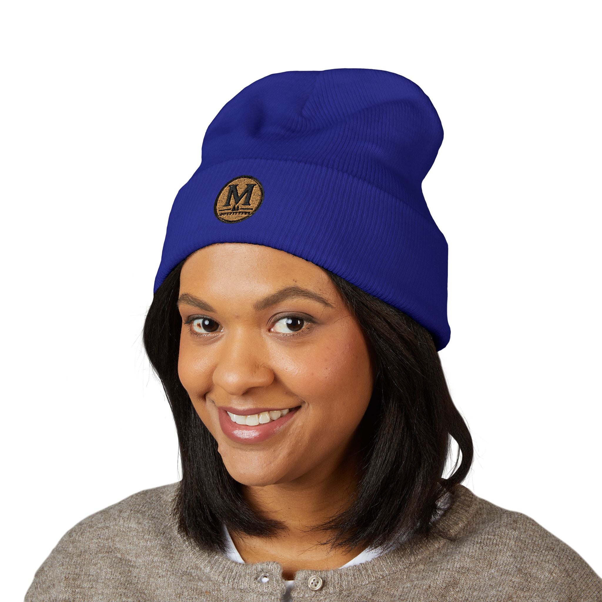 Embroidered Monogram Cuffed Beanie – Classic Knit Winter Hat